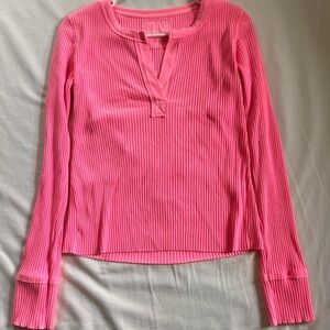 Aerie neon Pink Ribbed Long Sleeve Top